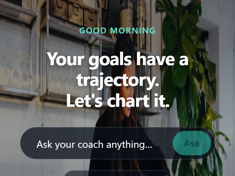 Trajectory's real home screen, signed in